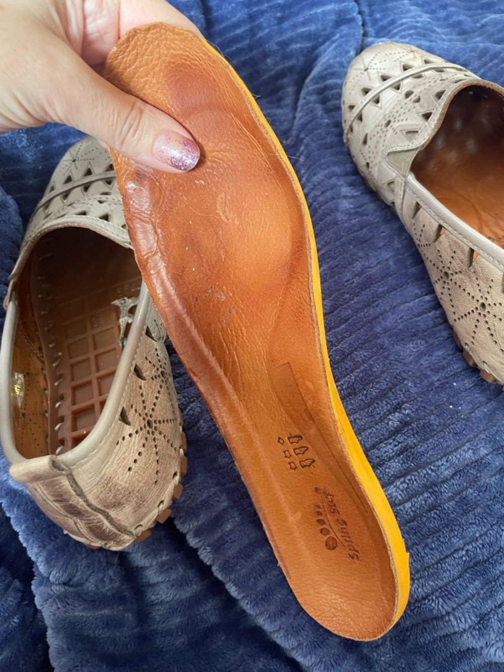 Spring Step Women's Light Gray Perforated Leather Slip-On Loafers - Picture 8 of 10